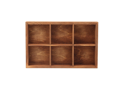 Wooden Display Box with 6 Compartments Stained Brown (Teak)