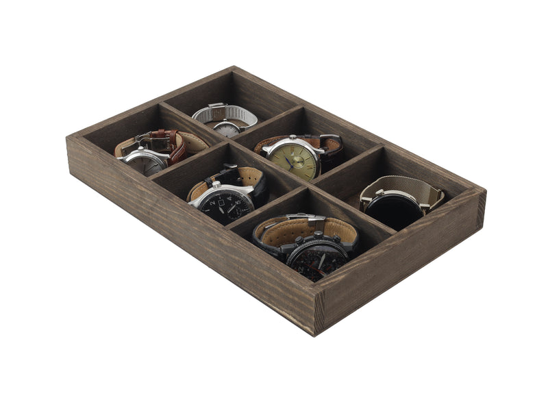 Wooden Display Box with 6 Compartments Stained Dark Brown (Venge)