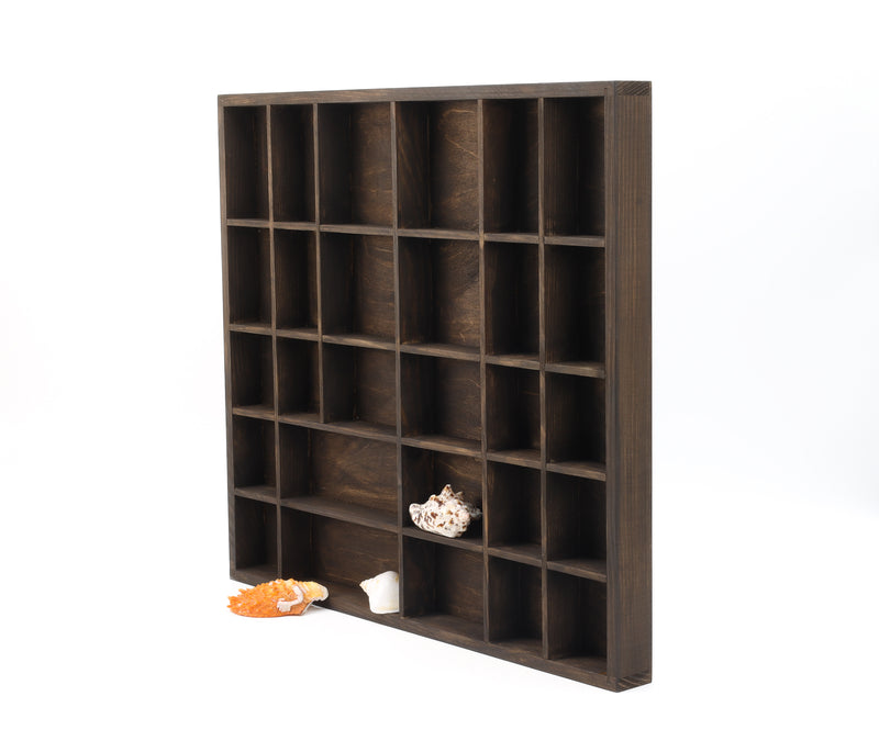 Wooden Display Box with 28 Compartments Stained Dark Brown (Venge)