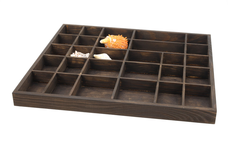 Wooden Display Box with 28 Compartments Stained Dark Brown (Venge)