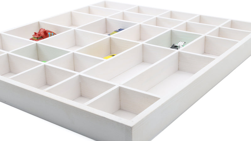 Wooden Display Box with 28 Compartments White