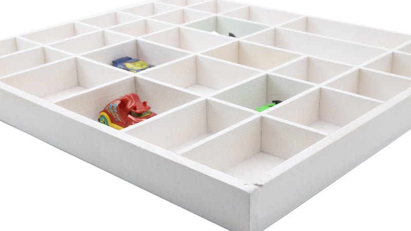 Wooden Display Box with 28 Compartments White