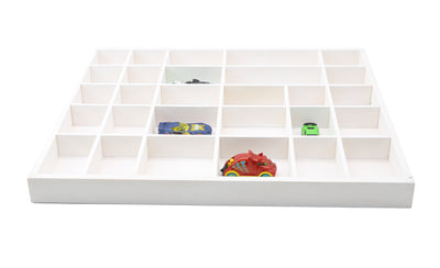 Wooden Display Box with 28 Compartments White