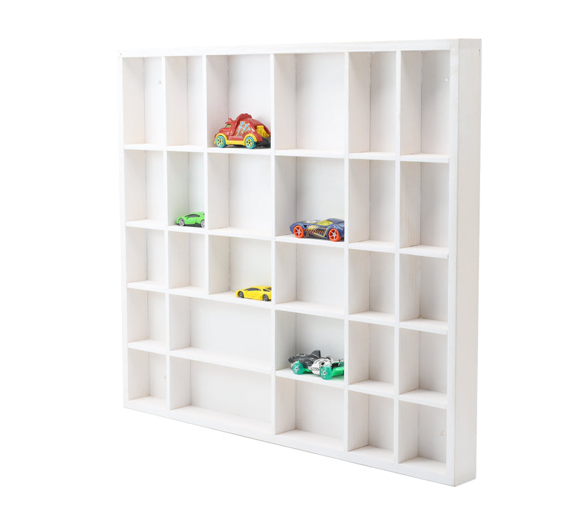 Wooden Display Box with 28 Compartments White