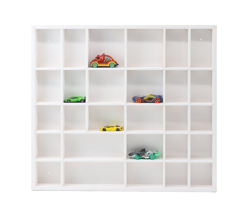 Wooden Display Box with 28 Compartments White