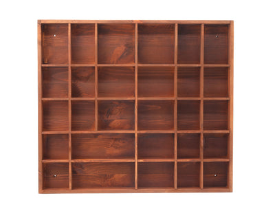 Wooden Display Box with 28 Compartments Stained Brown (Teak)