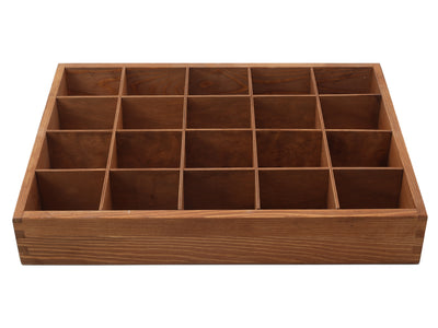 Wooden Display Box with 20 Compartments Stained Brown (Teak)