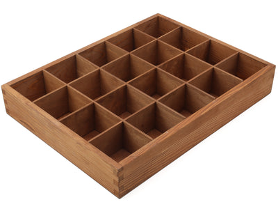 Wooden Display Box with 20 Compartments Stained Brown (Teak)