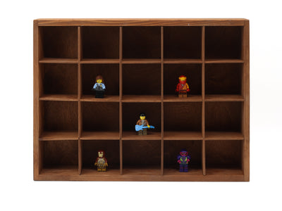 Wooden Display Box with 20 Compartments Stained Brown (Teak)