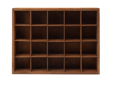 Wooden Display Box with 20 Compartments Stained Brown (Teak)