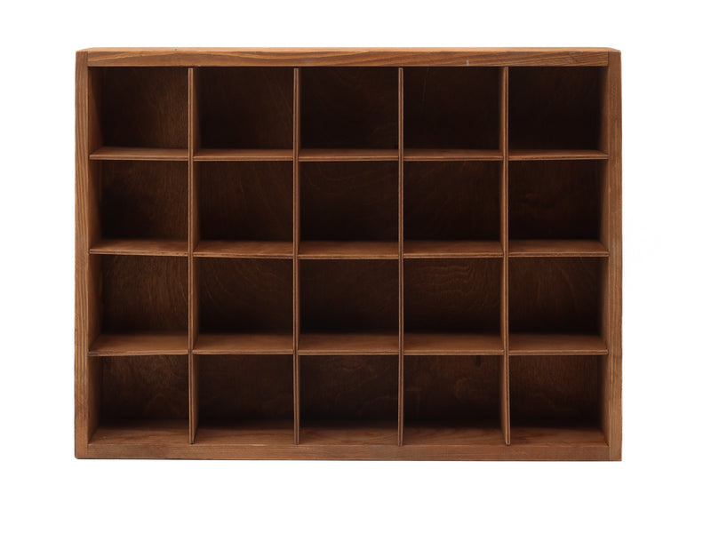 Wooden Display Box with 20 Compartments Stained Brown (Teak)