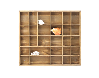 Wooden Display Box with 28 Compartments Stained Light Brown (Oak)