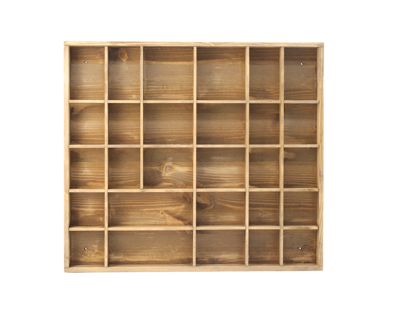 Wooden Display Box with 28 Compartments Stained Light Brown (Oak)