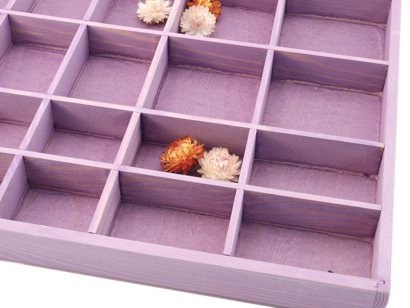 Wooden Display Box with 28 Compartments Stained Lavender