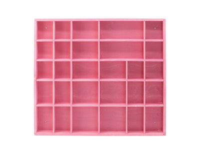 Wooden Display Box with 28 Compartments Stained Pink