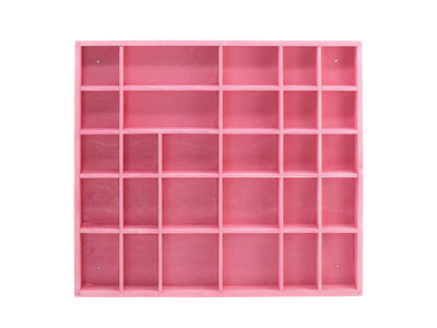 Wooden Display Box with 28 Compartments Stained Pink