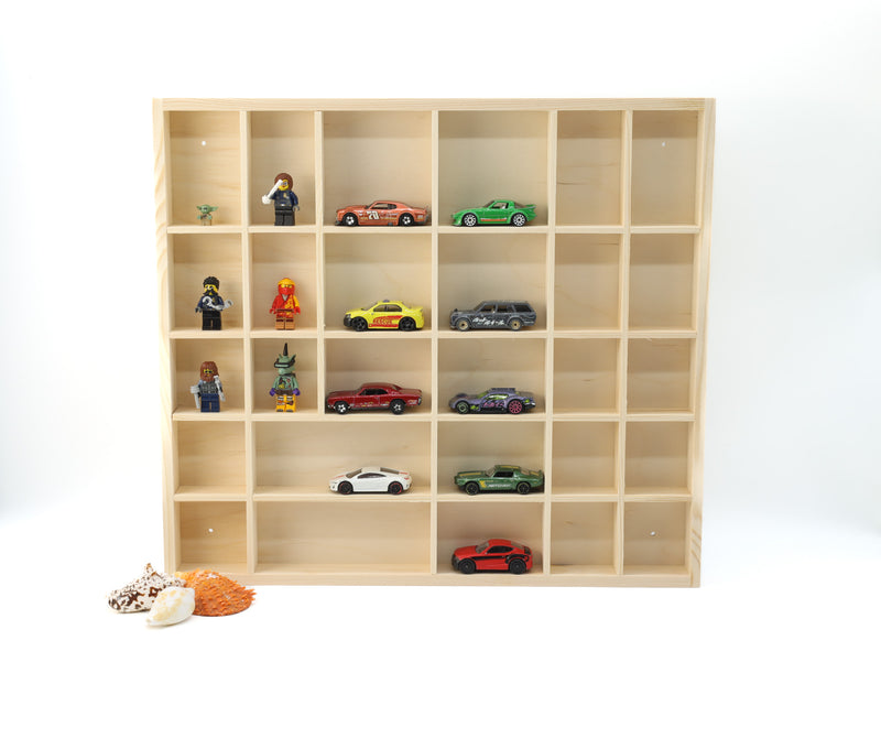 Wooden Display Box with 28 Compartments Unfinished