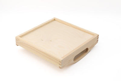 Unfinished Wooden Square Tray with Handles