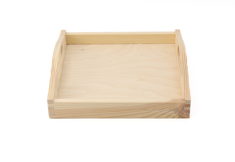 Unfinished Wooden Square Tray with Handles