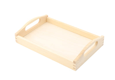 Unfinished Wooden Medium Rectangle Tray with Handles