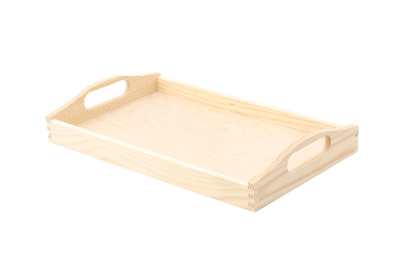 Unfinished Wooden Medium Rectangle Tray with Handles