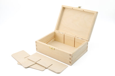 Unfinished Wooden Tea Bag Box with 6 Compartments and Latch