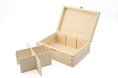 Unfinished Wooden Tea Bag Box with 6 Compartments and Latch