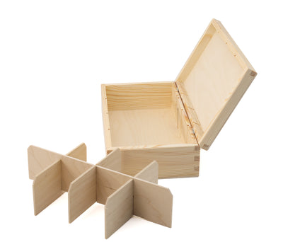 Unfinshed Wooden Tea Bag Box with 8 Compartments