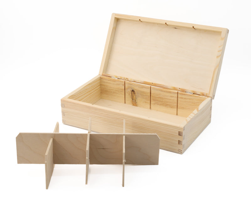 Unfinshed Wooden Tea Bag Box with 8 Compartments