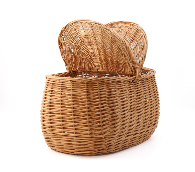 Large Handcrafted Wicker Basket with Lids