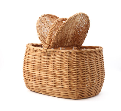 Large Handcrafted Wicker Basket with Lids