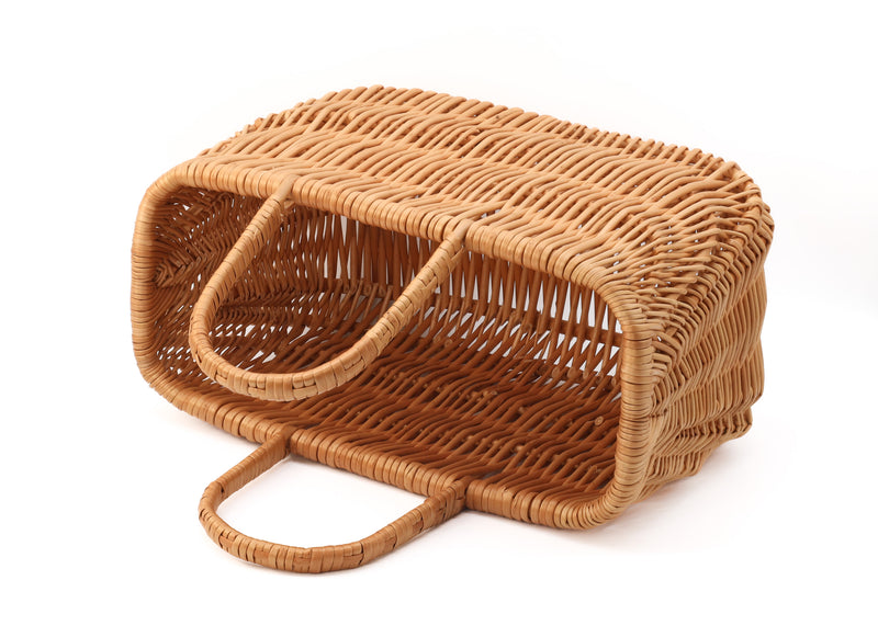 Large Wicker Basket with Foldable Handles