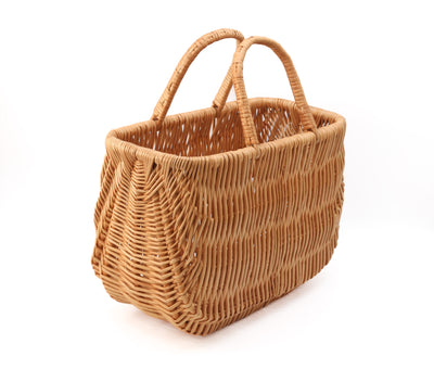 Large Wicker Basket with Foldable Handles